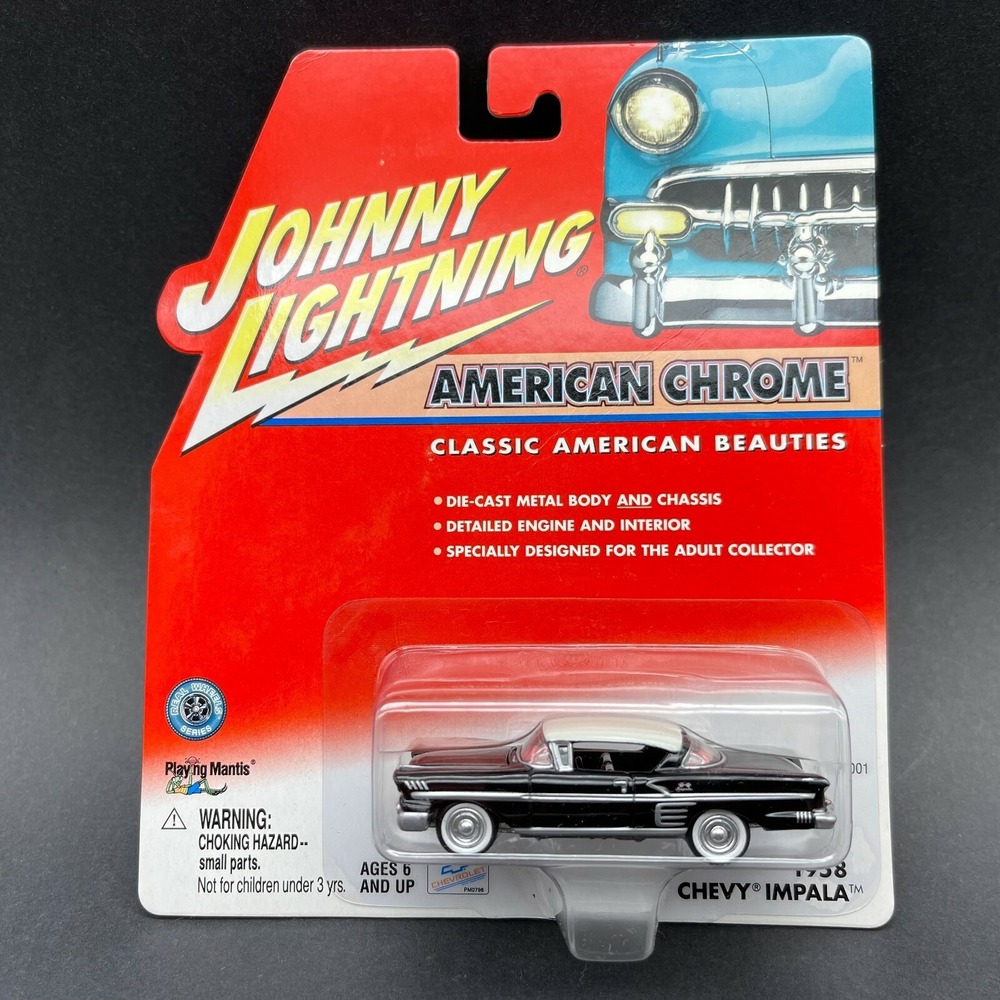 Johnny Lightning American Chrome 1958 '58 Chevrolet Chevy‎ Impala Car Black 1/64